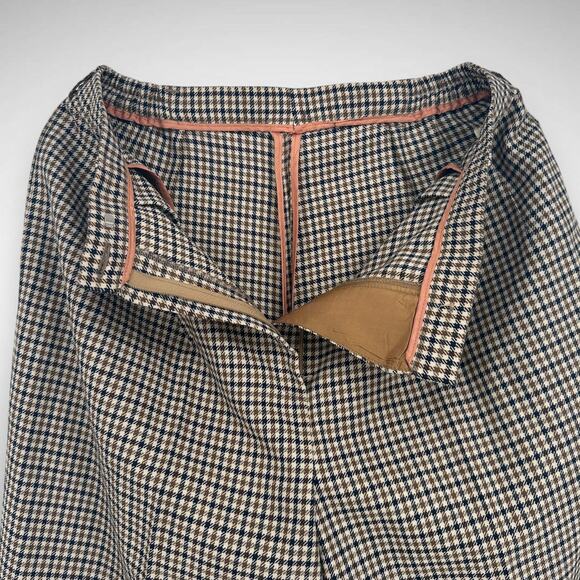 Aquascutum Houndstooth Checked Wool Brown Trousers Pants Size 12 Women's Twee‎ - Picture 4 of 12